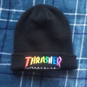 Multi-colored thrasher beanie